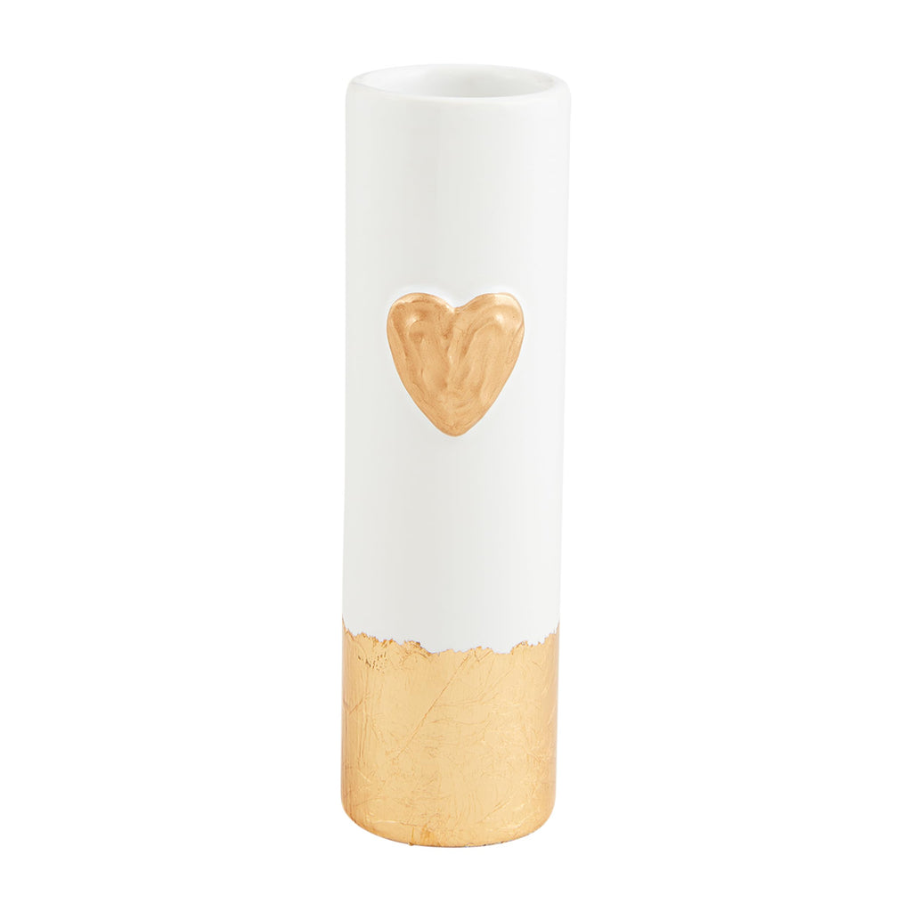 Mud Pie Painted Gold Bud Vase, Heart, 7" x 2" Dia
