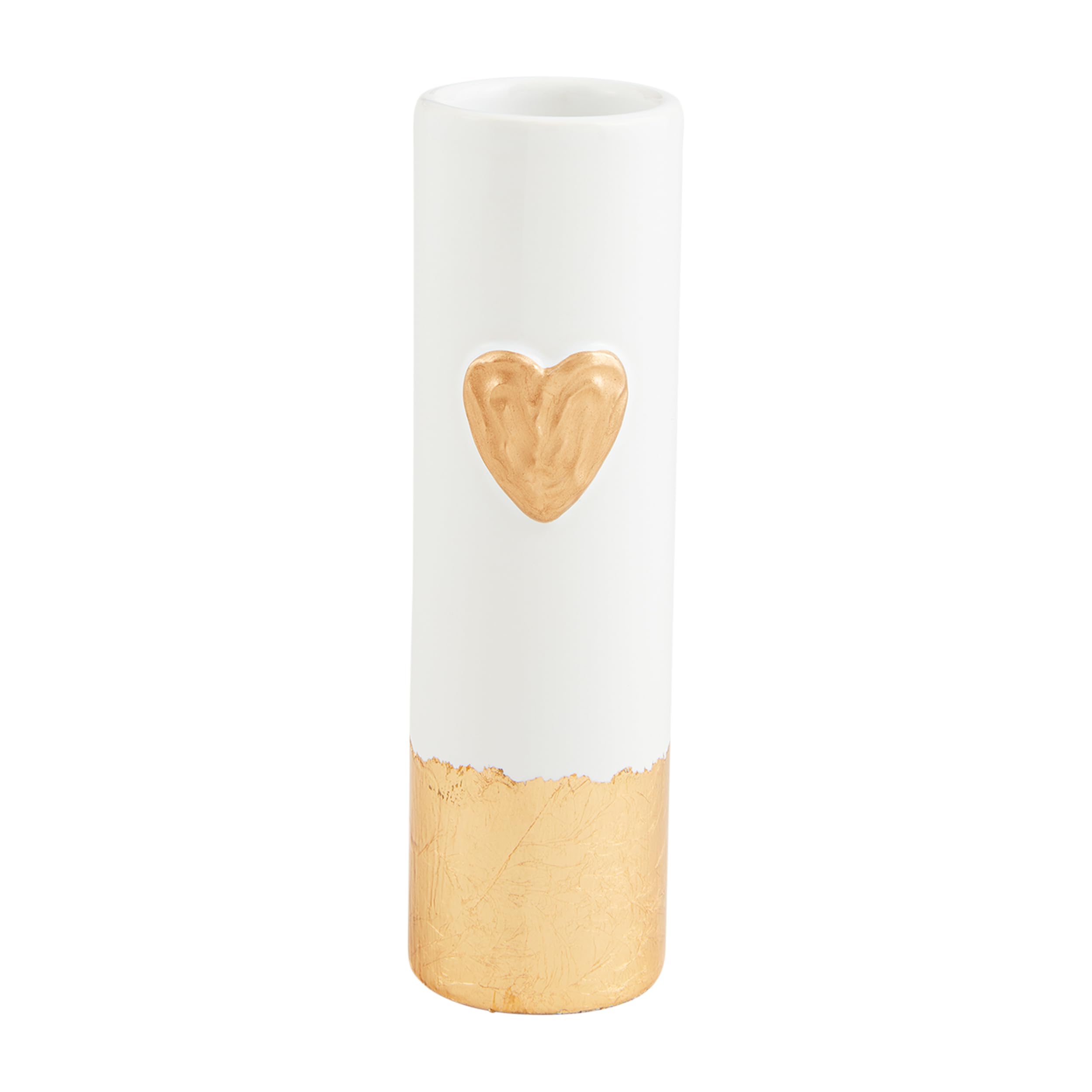 Mud Pie Painted Gold Bud Vase, Heart, 7" x 2" Dia