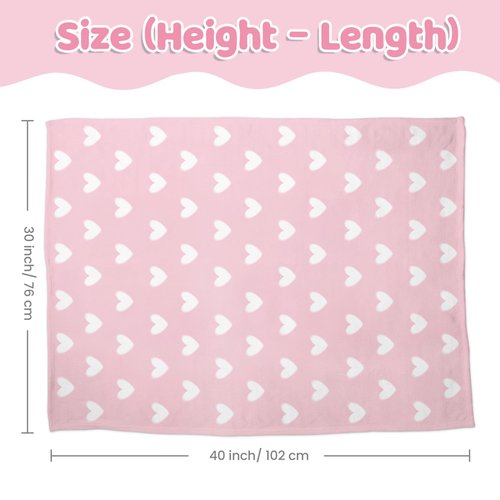 Heart Minky Baby Blanket 30 x 40 Inches for Girls, Soft Plush Receiving Blanket with Dotted Back, Gift for Toddler Newborn Infant Christmas Birthday Baby Shower