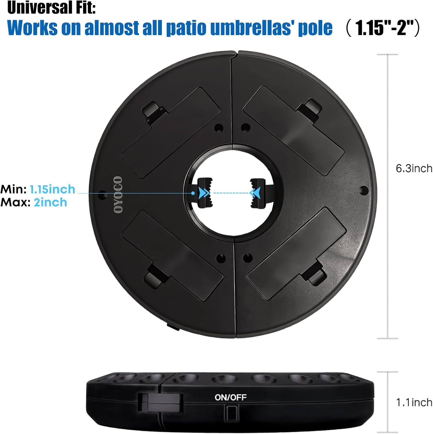 OYOCO Patio Umbrella Light - Cordless 3 Brightness Modes with 28 Cool White LEDs | Fits 1.15"-2" Poles