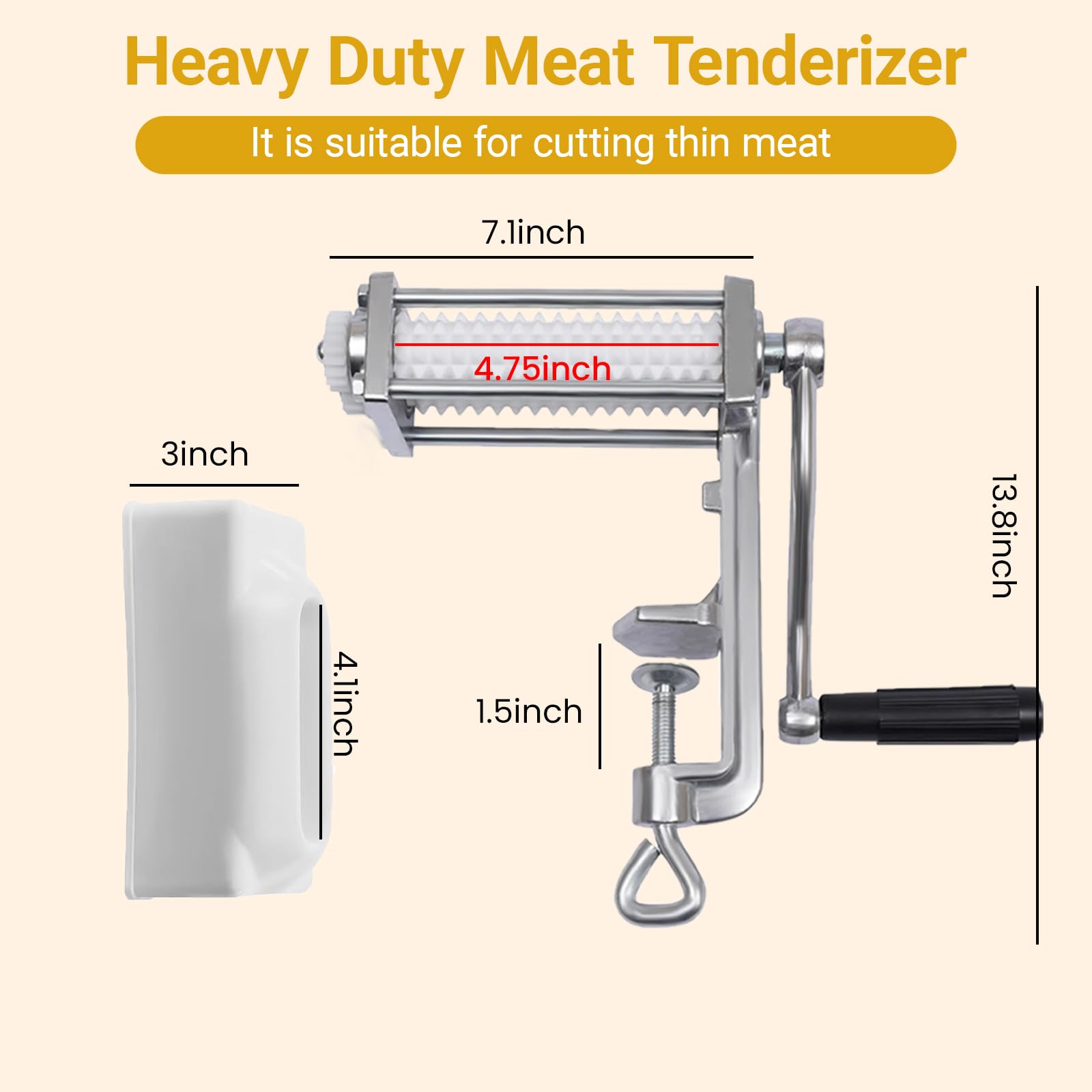 RLOZUI Heavy Duty Manual Meat Tenderizer Cuber Tool Steak Flatten Cuber Rolling Meat Poultry Tenderizer Machine Clamp on Meat Tenderizer Kitchen Tool