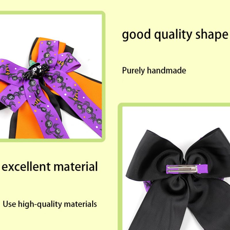 Todu Halloween Ribbon Bow Hair Clip Spider Duckbill Hair Accessory