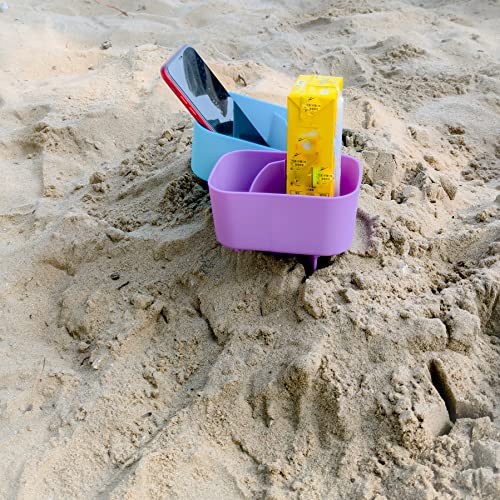 Beach Cup Holder with Pocket - Blue/Purple, 2 Pack Portable Coasters