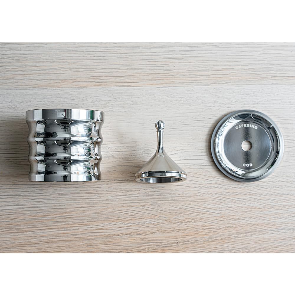 CafeSing COD Espresso Shaker, All Stainless Steel, Coffee Dosing Funnel, Powder Container, Fits 58mm Portafilter Basket