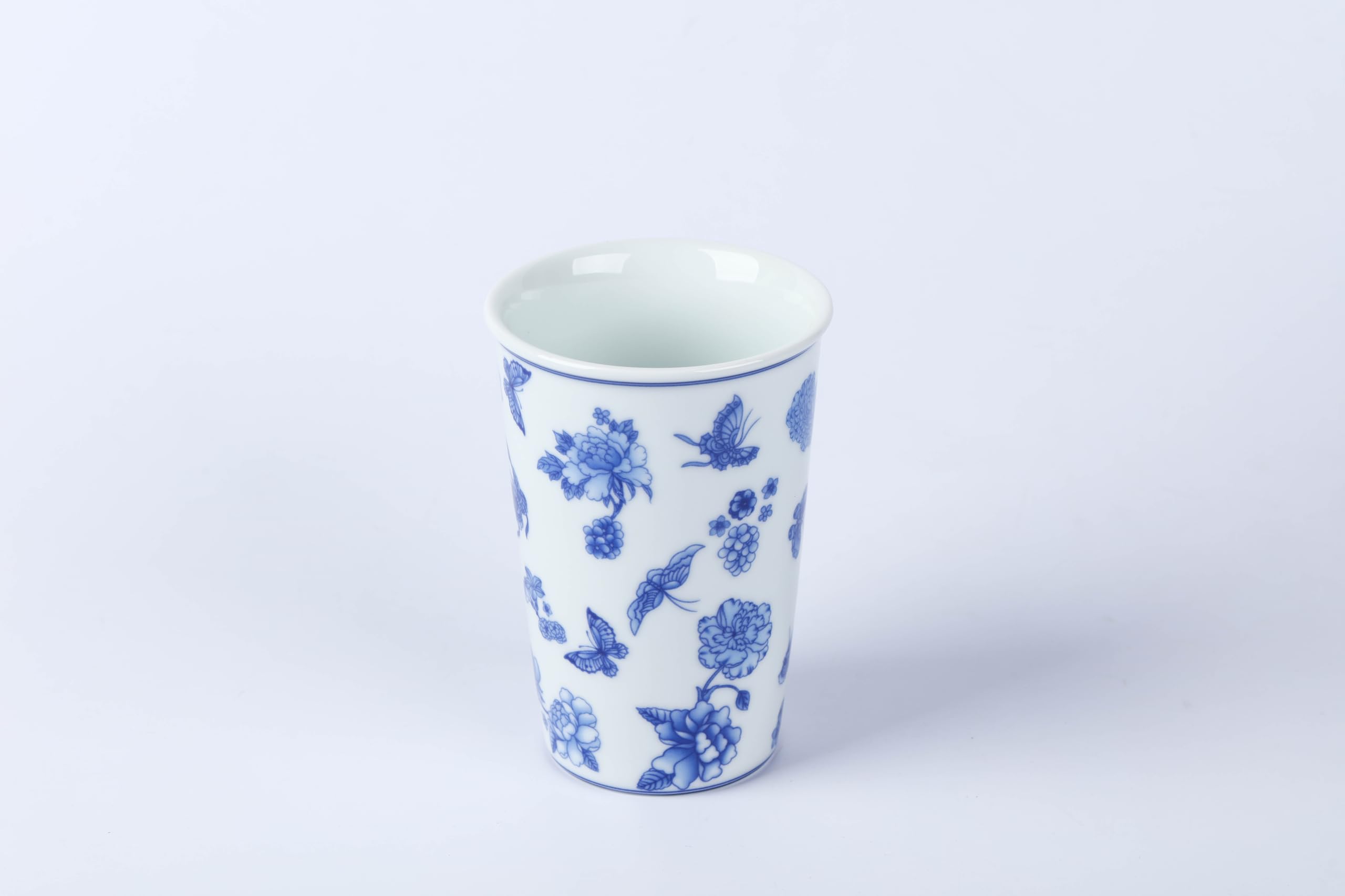 meicilin 14 oz ceramics Handmade blue and white Retro Coke cups coffee tea set of 4 china Coffee Mugs for Tea, Milk,Dishwasher and Microwave Safe，Free gift soft silicone cover and gift box
