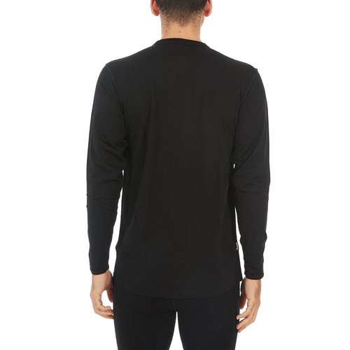 100% Merino Wool Lightweight Mens Base Layer - Long Sleeve Crew Shirt Black Medium Tall