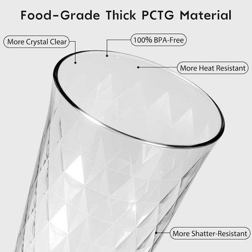 Freshmage 20 oz Unbreakable Plastic Drinking Glasses - 8 Pack, BPA Free, Microwave Safe, Stackable Tumblers for Home & Outdoor Use