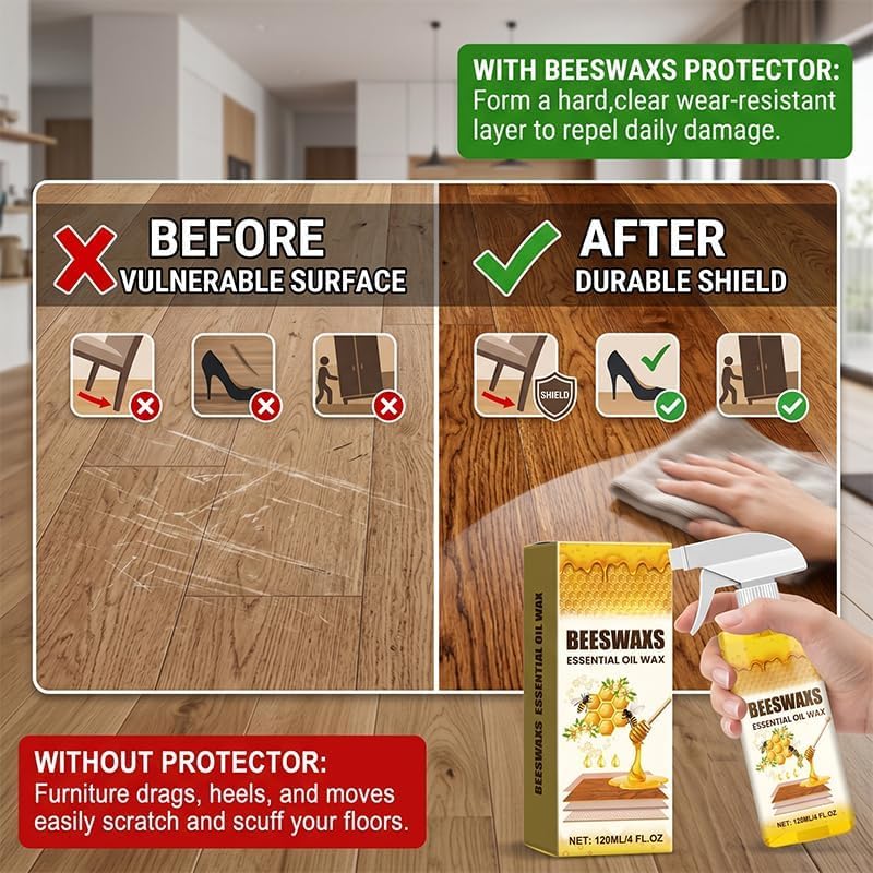 Natural Beeswax Wood Polish Spray - Cleaner & Protector Kit