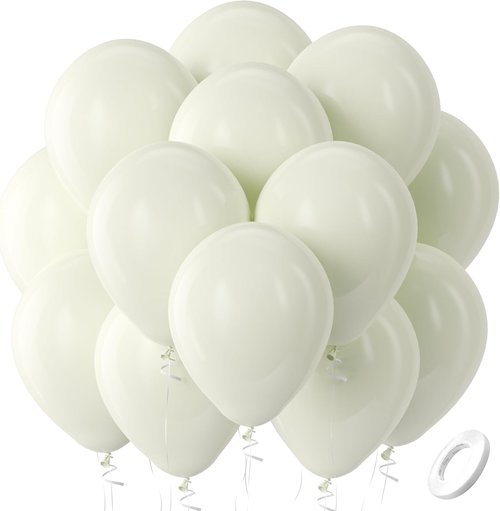 Bezente Beige Latex Balloons - 100 Pack 12-Inch Round Helium Balloons for Weddings & Parties