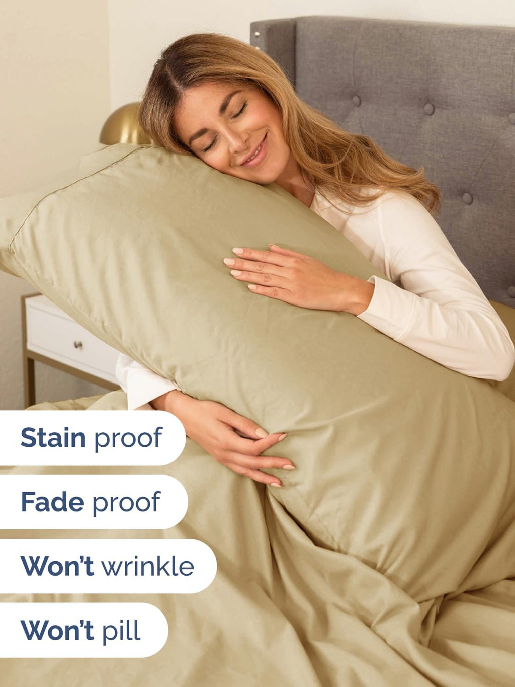 Skiennix Extra Deep Full Sheet Set - 6 Piece Breathable Cooling Bedding - Soft, Wrinkle-Free Beige