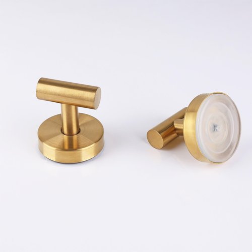 Augegel Suction Cup Hooks for Shower, Reusable Towel Hooks for Bathroom, T Shape Gold