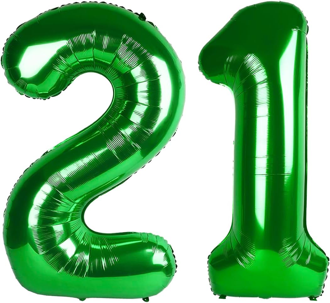 Regine Switzerland 40-Inch Dark Green Number 21 Balloons - Perfect Birthday & Graduation Party Decor