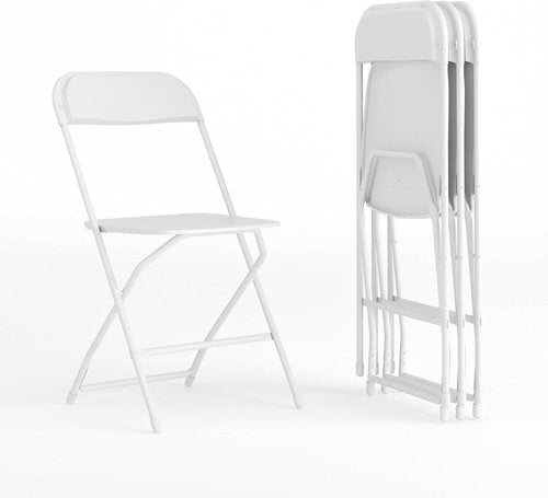 Flash Furniture Hercules Series Folding Chairs - Comfortable White Plastic - 4 Pack, 650LB Capacity