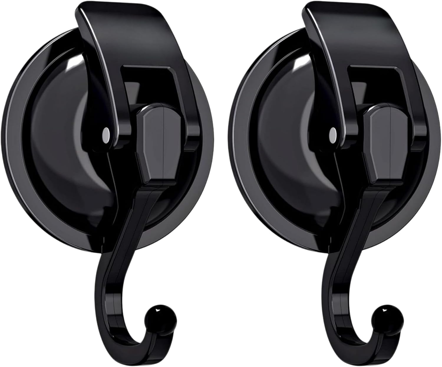 Skiennix Heavy Duty Vacuum Suction Cup Hooks - Easy Install & Remove | Black, 2-Pack for Kitchen & Bathroom
