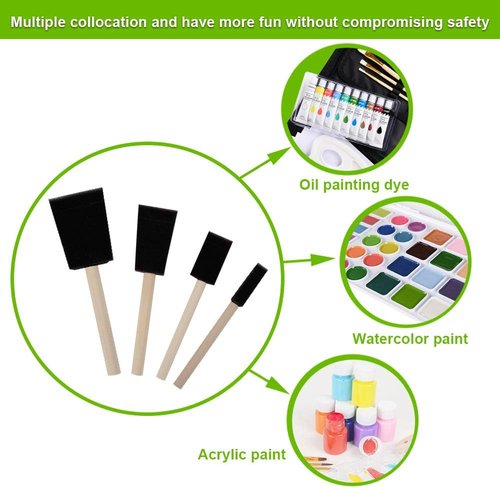 Conda Foam Brush Set - 50 Pack Assorted Sizes 0.5"-2" | Lightweight, Durable for Acrylics & Varnishes