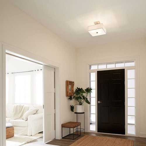 Kichler Lighting Shailene 14" 3 Light Square Semi Flush with Satin Etched White Diffuser and White Microfiber Shade in Olde Bronze
