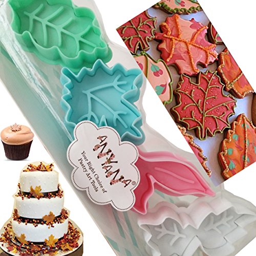 4Pcs Maple Leaf Cookie Cutter Set with Plunger - Baking & DIY Crafts