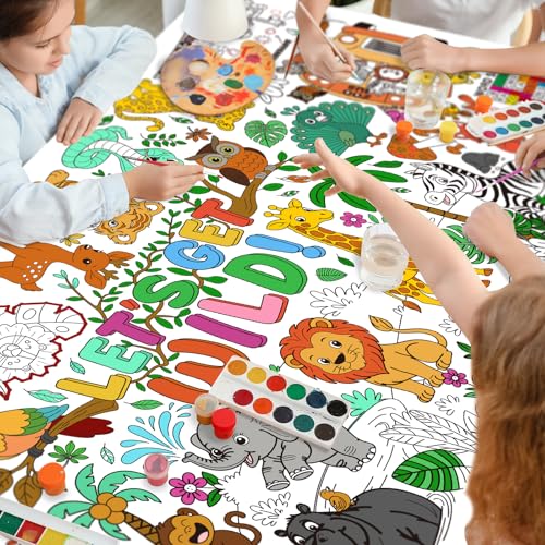 Gatherfun Wild Safari Jungle Coloring Tablecloth 31.5x72