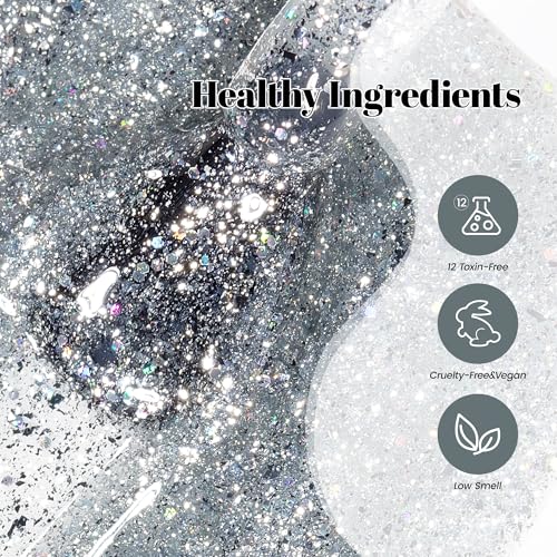 YTD Likomey Silver Holographic Glitter Gel Nail Polish 15ml