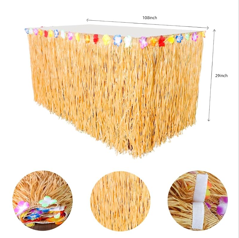 Luau Party Decorations Set - Hawaiian Birthday Decor with Table Skirt, Balloons, and Cupcake Toppers