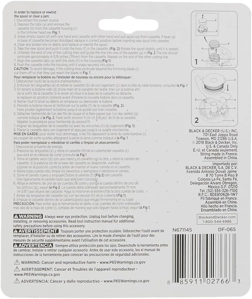 BLACK+DECKER Replacement Trimmer Line Spool - Dual Line .065-Inch AFS for Efficient Cutting