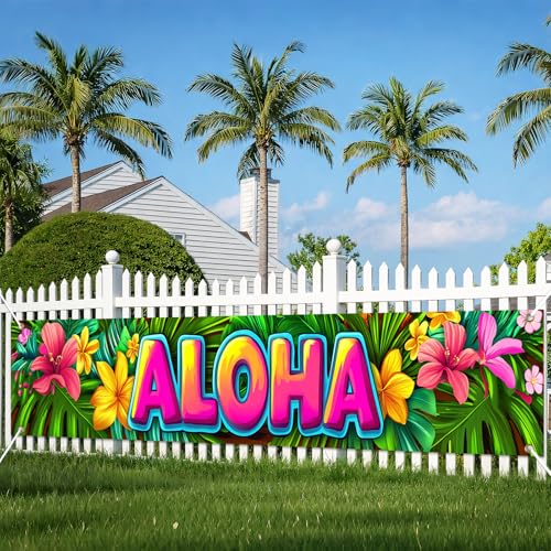 Aloha Hawaiian Banner 79 x 18 Inch - Tropical Luau Party Decoration