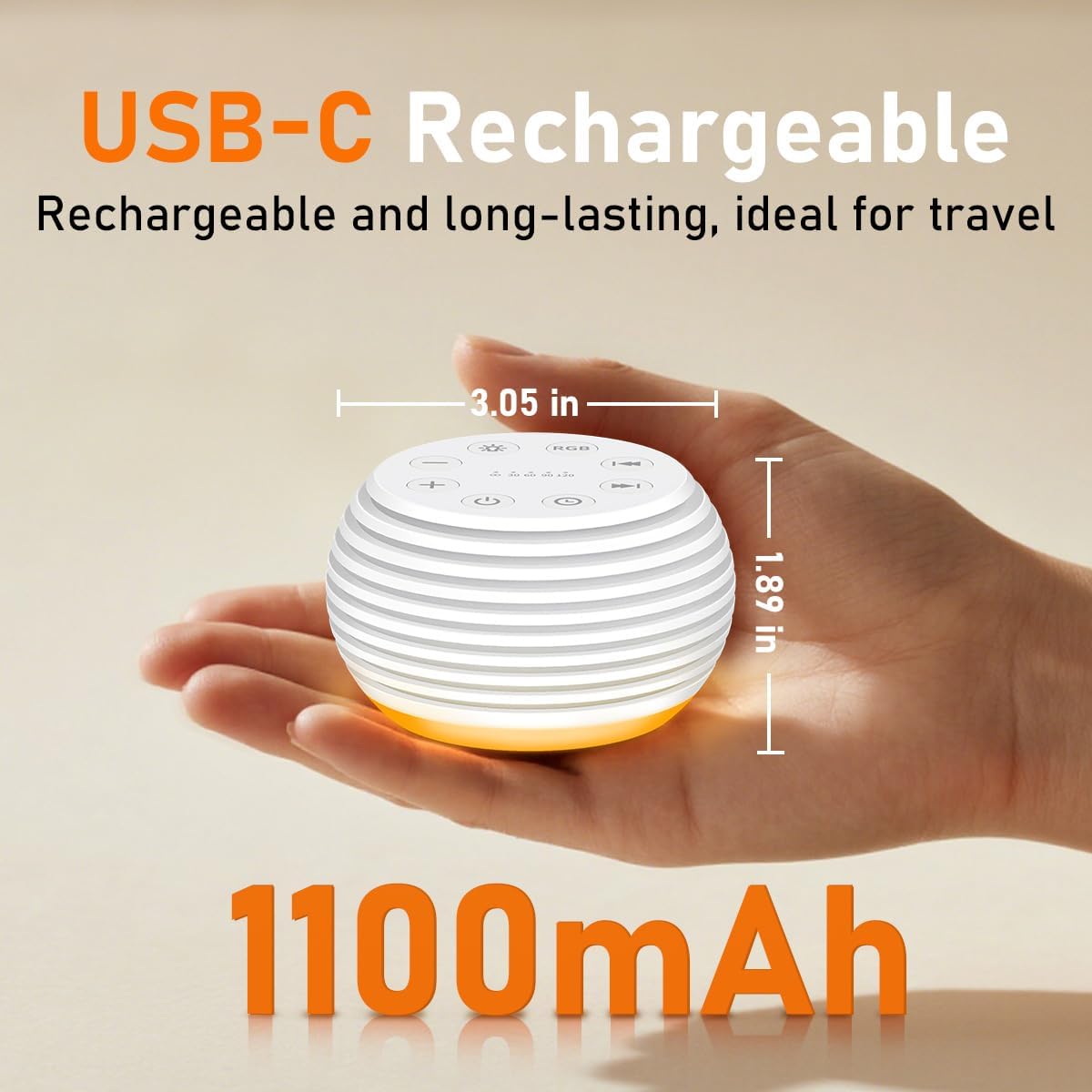 SleeZOO Portable Sound Machine - 30 Soothing Sounds, 32 Volume Levels, Rechargeable for Home & Travel