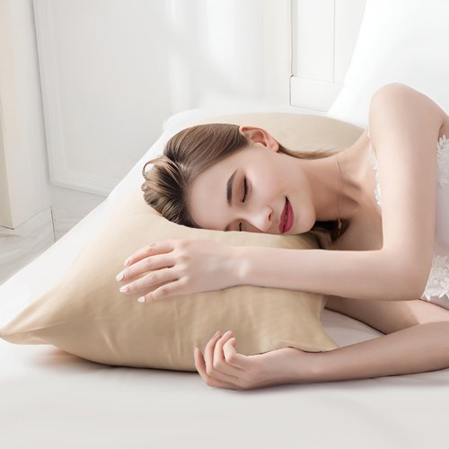 CloudDwelling 100% Pure Mulberry Silk Pillowcase 22 Momme 6A High-Grade Both Sides Soft Breathable Silk Pillow Cover with Hidden Zipper for Hair and Skin Pack of 2 (Champagne, Standard 20x26 Inches)
