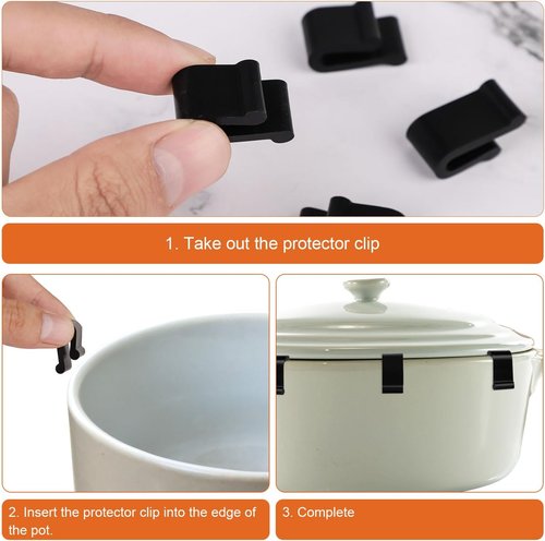 Gosknor Silicone Dutch Oven Lid Protector Clips - 12pcs Set in Black for Round & Oval Lids