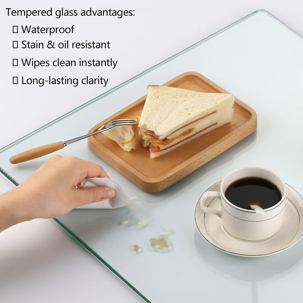 Virelix 20" Square Tempered Glass Table Top, Clear Surface 1/4" Thick Flat Polished Edge for Furniture Protection Patio Dining Coffee End Tables (20 inch)