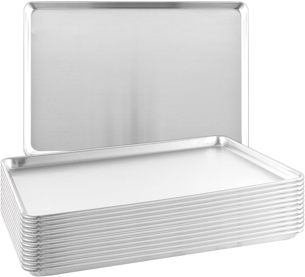 TENUP 12 Pack Aluminum Full Sheet Pans - Heavy Duty 26" x 18" Baking Trays, Warp-Resistant & Rust-Free