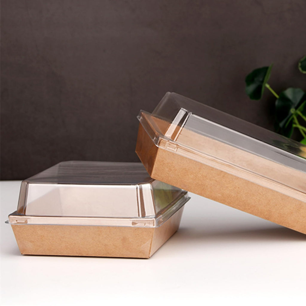 ToppYuanZea 40 Pack Paper Charcuterie Boxes with Clear Lids, 7 x 5 Inch Brown Disposable Take Out Bakery Container, To Go Boxes for Cake Slice, Cupcakes, Sandwiches, Cookies, Cocoa Bombs, Salads