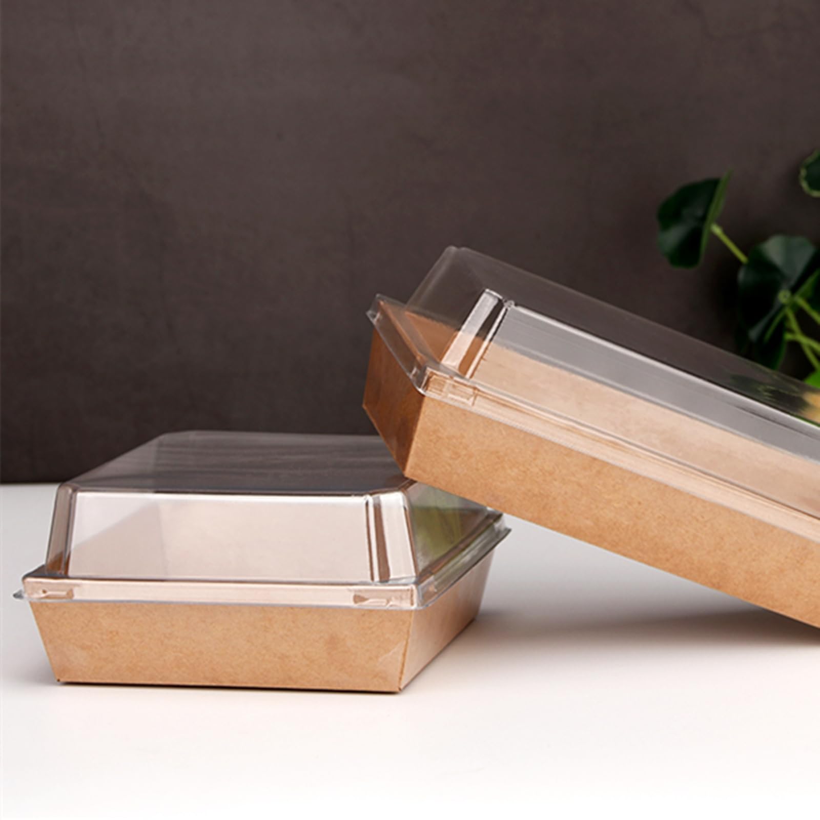 ToppYuanZea 40 Pack Paper Charcuterie Boxes with Clear Lids, 7 x 5 Inch Brown Disposable Take Out Bakery Container, To Go Boxes for Cake Slice, Cupcakes, Sandwiches, Cookies, Cocoa Bombs, Salads