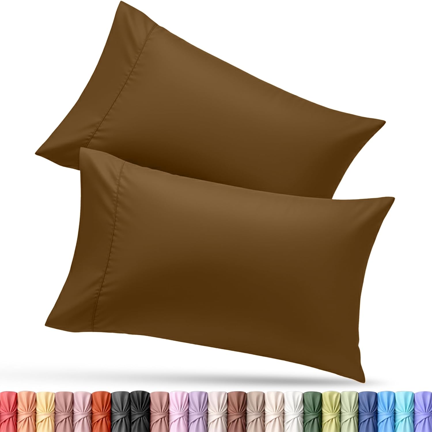 Utopia Bedding Standard Pillow Cases - Soft Brushed Microfiber - 2 Pack, Mocha | 20 x 26 Inches