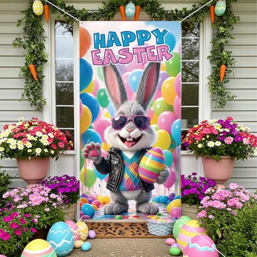 Easter Door Cover Hanging Banner Bunny Egg Spring Decor 71 x 35 Inch