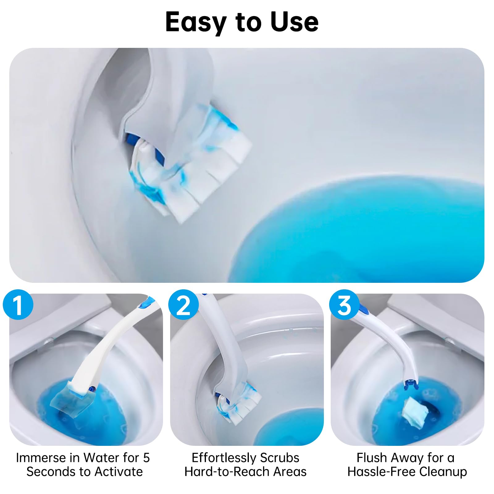 24 Pack Flushable Refills Compatible with Scrubbing Bubbles Toilet Bowl Brush, Disposable Cleaner Refills Pads for Scrubbing Bubbles Toilet Wand, Toilet Brush Refill Accessories (Only Pads)