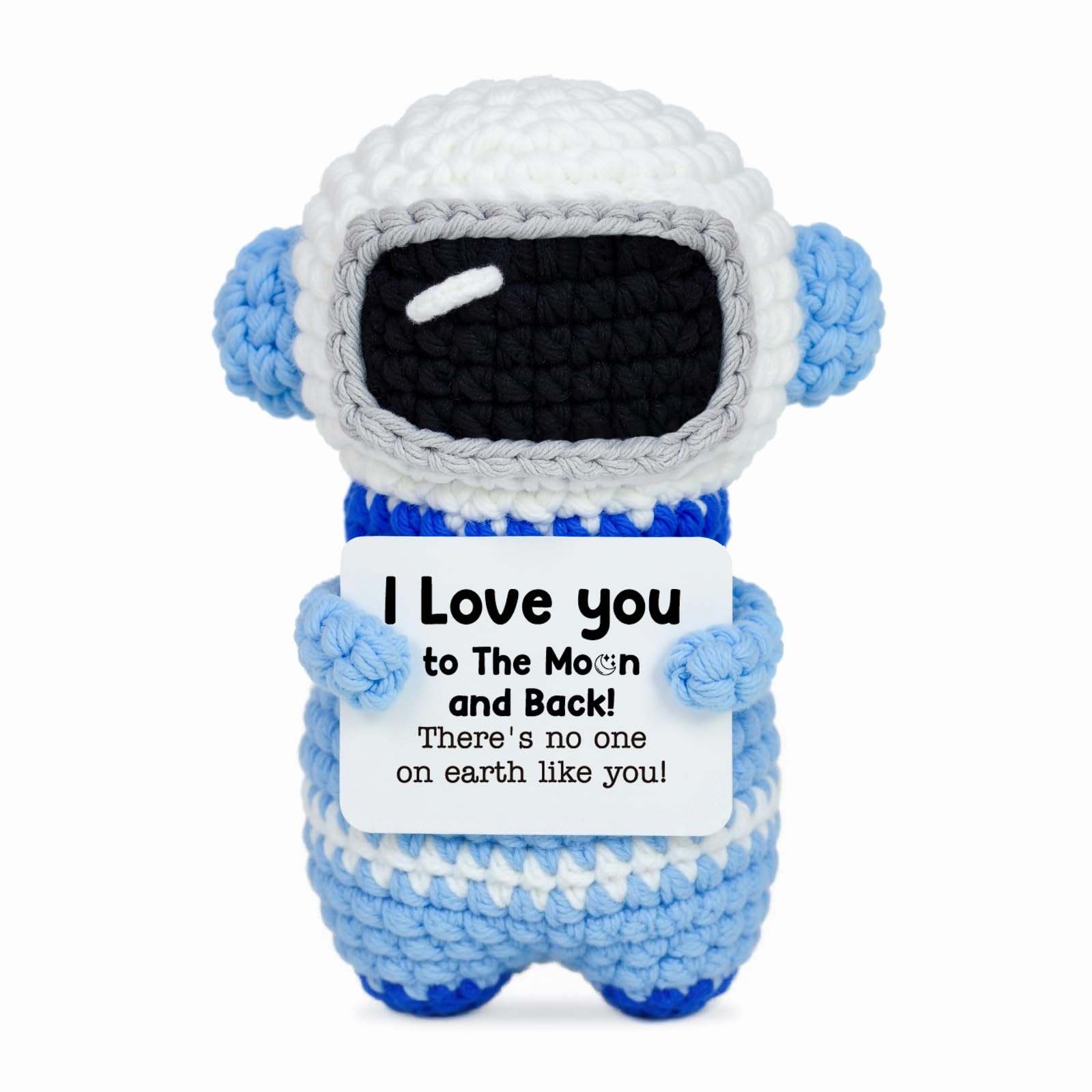 WoollyPearl Gifts for Him Her Boyfriend Girlfriend, Handmade Positive Crochet Astronaut, I Love You Anniversary Mothers Day Birthday Gifts for Women Men Mom Dad Teens Daughter Son