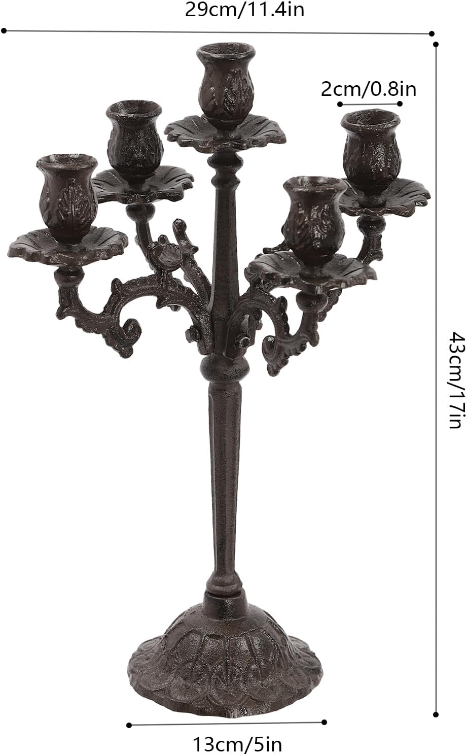 Skiennix 5-Arm Vintage Candle Holder - Heavy Duty Cast Iron Candelabra for Home Decor | Christmas & Wedding