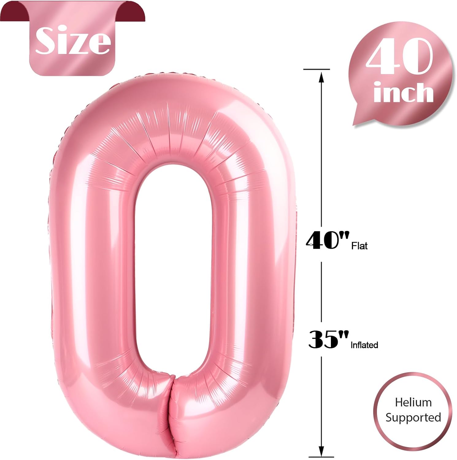 Pearlescent Pink Number Balloon - 40 Inch 0 Balloon for Birthday Decorations | Perfect Party Supplies