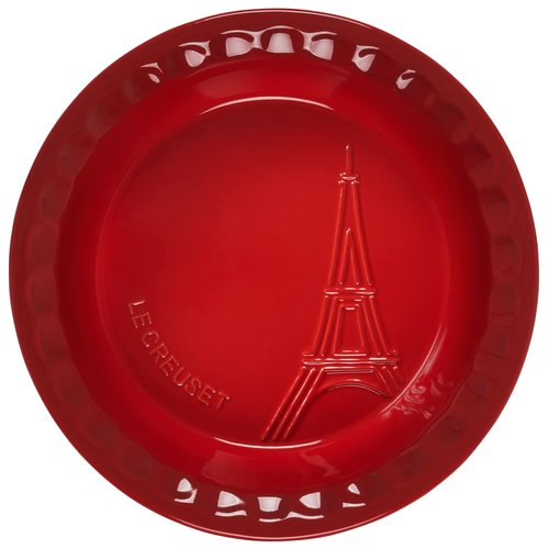 Le Creuset Eiffel Tower Collection Stoneware Pie Dish, 9", Cerise