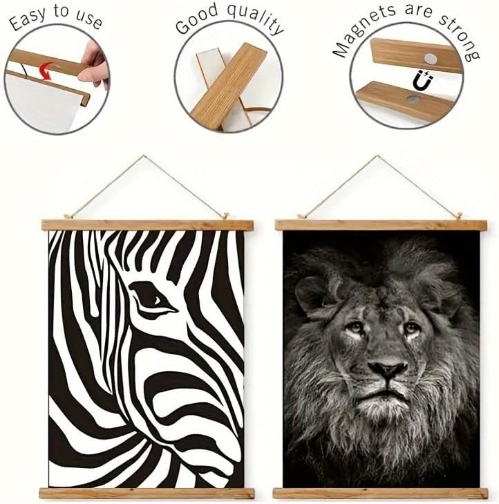 Skiennix Magnetic Poster Hanger Frame - Stylish Teak Wood Display for 20x24 to 20x30 Posters | Perfect for Wall Art & Tapestries