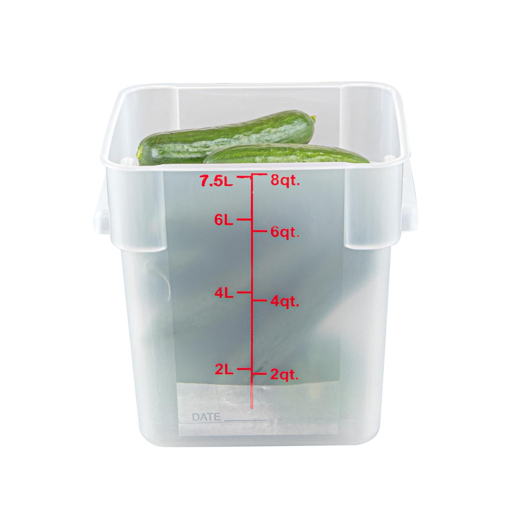 Restaurantware Food Storage Container 10 Pack of 8 qt Plastic Kitchen Storage Bin with Volume Markers Space-Efficient Design Dishwasher-Safe Polypropylene Translucent