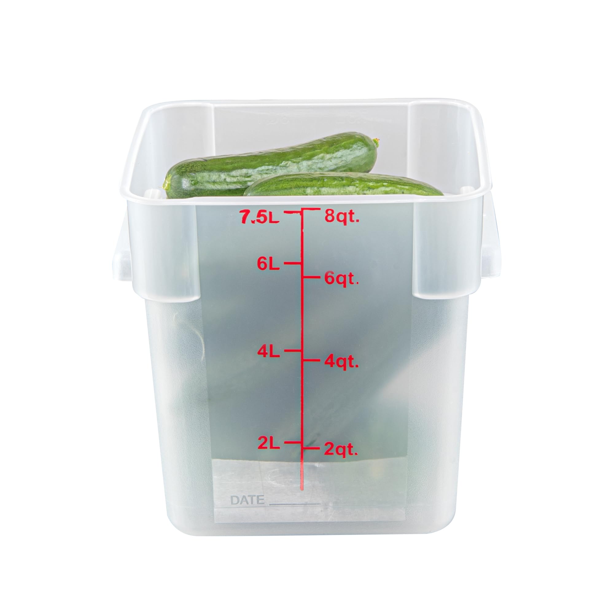 Restaurantware Food Storage Container 10 Pack of 8 qt Plastic Kitchen Storage Bin with Volume Markers Space-Efficient Design Dishwasher-Safe Polypropylene Translucent