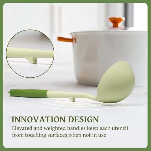Kikcoin 43-Piece Kitchen Utensils Set - Heat Resistant Silicone Cooking Tools, BPA Free, Avocado Green