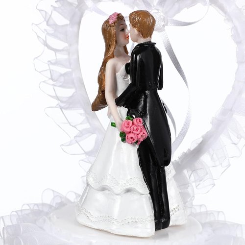 Abaodam Bride and Groom Cake Topper - Romantic Heart Design Figurine for Weddings & Anniversaries