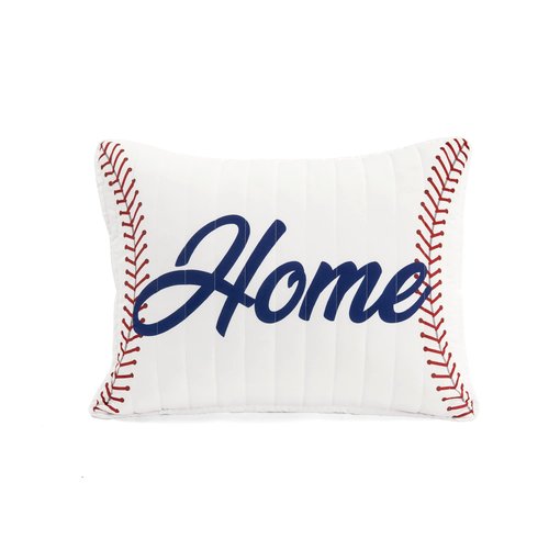 Lush Decor Baseball Game Reversible Quilt Twin Size 4 Piece Set White & Red - Toddler Bedding Set Twin Quilt - Sports Bedroom Decor - Baseball Bedding