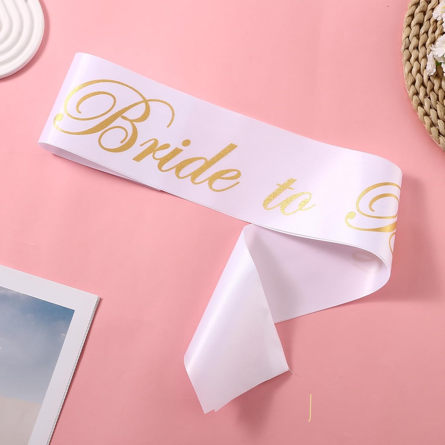 Skiennix 2 Pack White Satin Sashes - Versatile DIY Pageant & Party Decorations with 2 Pins Included
