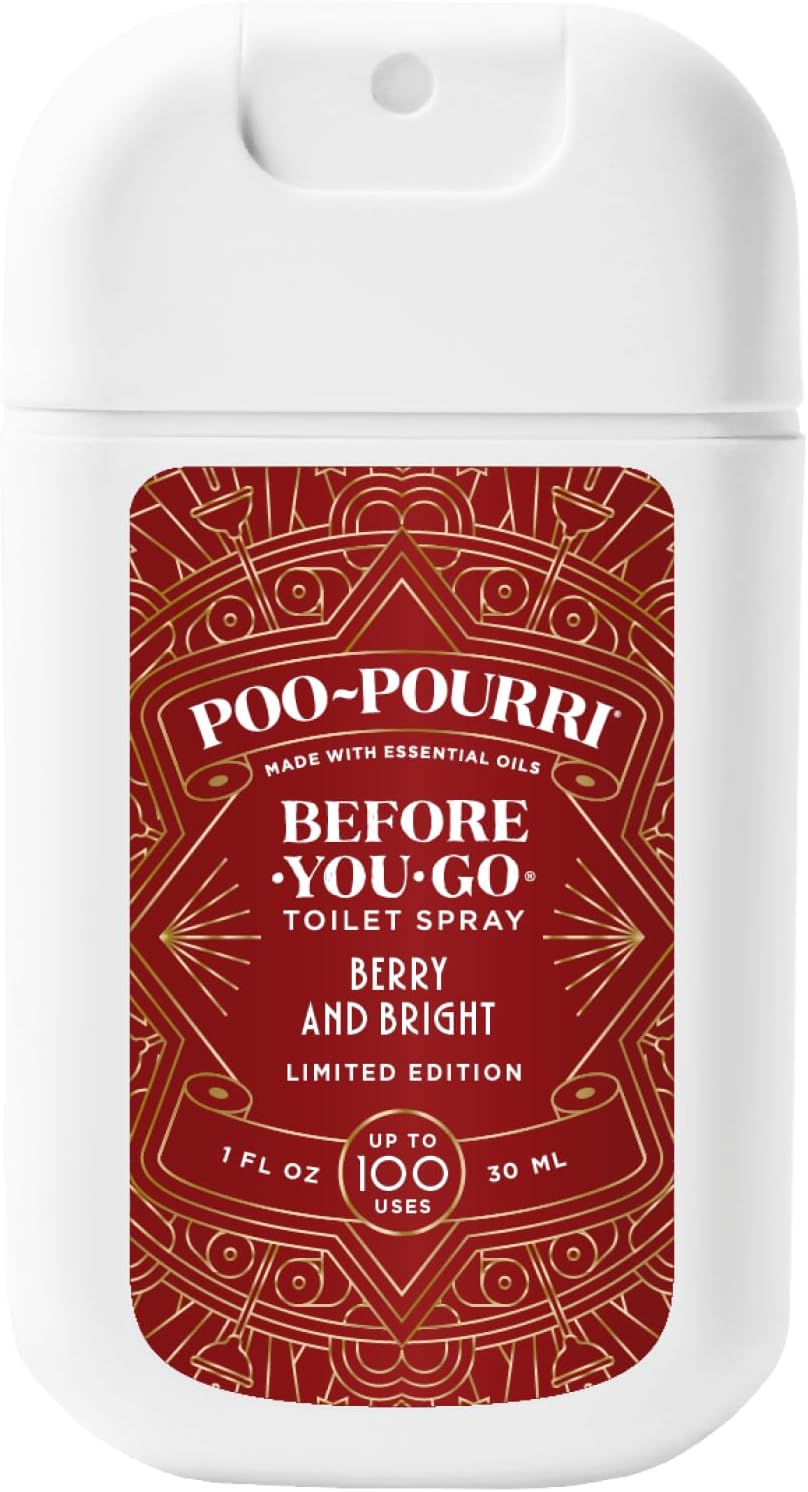 Poo-Pourri Before-You-Go Holiday Pocket Sprayer - Berry & Bright, 1 Fl Oz | Cinnamon, Cranberry, Balsam Fir
