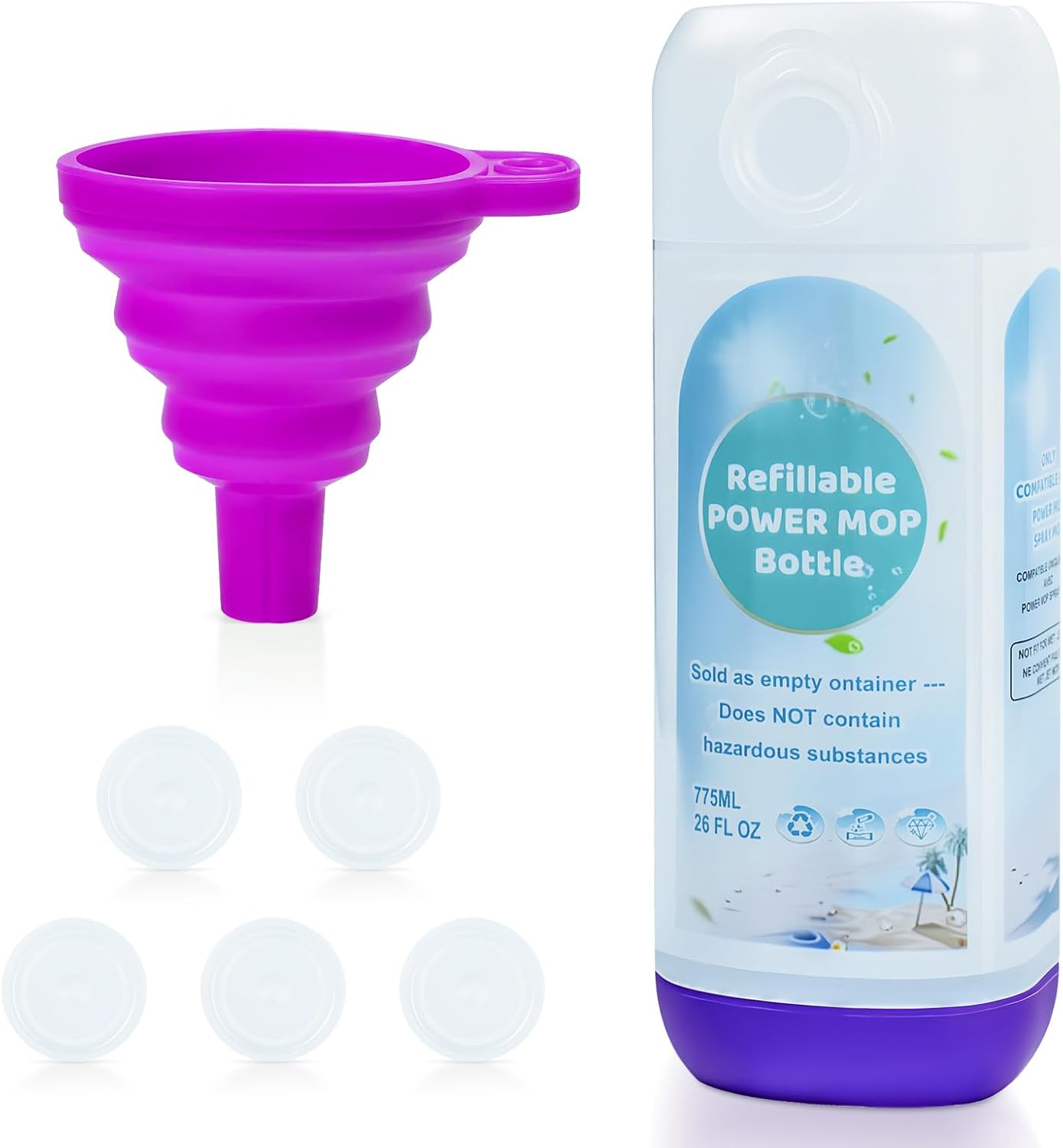 Skiennix Refillable Power Mop Bottle - Leak-Proof HDPE Container for Swiffer PowerMop | 775ML / 26 FL OZ