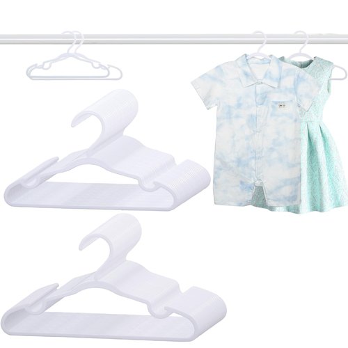 60 Pack White Baby Hangers 11.42 Inch & 12.91 Inch Each 30 Pack - Kids Non-Slip Clothes Hangers for Infant & Child, Durable Plastic Children's Hangers for Closet, Pants, Coats, Skirts